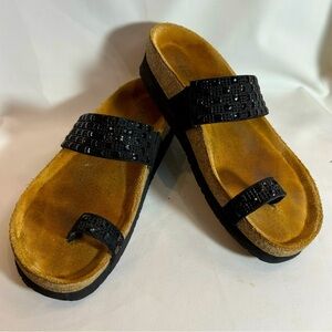 NAOT Sz 39 Nevada Sparkly Toe Loop and Gore Strap Comfort Insole Slip On Sandals